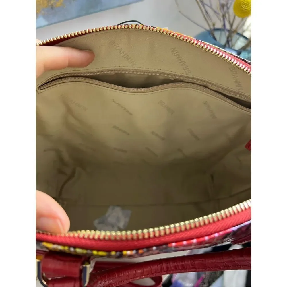 Brahmin NWT Red Dragon Snake Print Satchel Bag